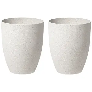 Set of 2 Plant Pots 35 x 35 x 42 cm Off-White CROTON