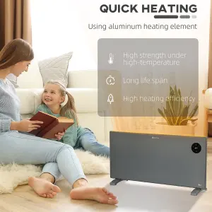 2000W Electric Convector Heater, Quiet Space Heater with LED Display, Grey