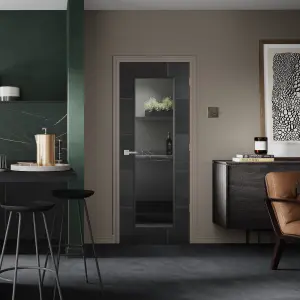 Internal Laminate Umber Grey Ravenna Door with Clear Glass  - 1981 x 686 x 35mm (27")