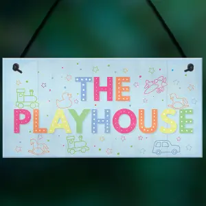 Red Ocean Child's Playhouse Sign Hanging Door Wall Plaque Son Daughter Birthday Gift Home Decor