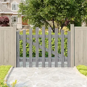 Outdoor Wooden Side Gate in Grey Finish Freestanding Picket Fence Gate W 120cm H 90cm