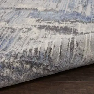 Blue Grey Abstract Modern Luxurious Rug For Dining Room Bedroom & Living Room-66 X 229cm (Runner)