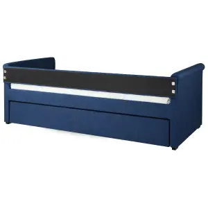 Fabric EU Single Trundle Bed Blue LIBOURNE