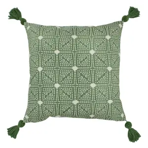 Geometric Square Throw Cushion (Set of 2) Sage Green / Polyester