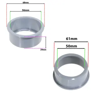 SPARES2GO 50mm Boss Adaptor Solvent Weld Soil Stack Waste Pipe Reducer Push Fit Seal Ring (Grey)