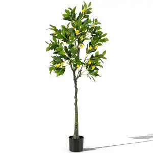 COSTWAY 160cm Artificial Lemon Tree Tall Fake Lemon Plant with Lemon Fruits