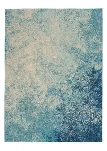 Navy Light Blue Luxurious Modern Abstract Dining Room Rug-160cm X 221cm