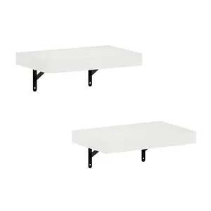 Beyhan Wall Mounted Floating Display Shelves, Set of 2 White Texture / 4.19cm H x 37.01cm W x 23.8cm D