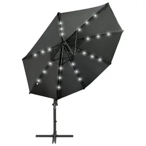 Berkfield Cantilever Umbrella with Pole and LED Lights Anthracite 300 cm