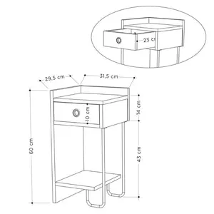 Jan Versatile Modern Bedside Table with Drawer and Open Shelf Oak / Right Orientation