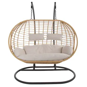 Charles Bentley Double Hanging Swing Chair Seat H196 x D117 x W167cm Natural