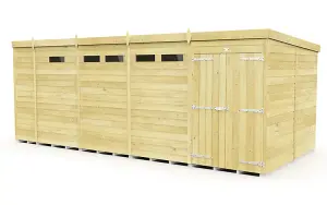 17 x 8 Feet Pent Security Shed - Double Door - Wood - L231 x W492 x H201 cm