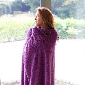 Snug Rug Blanket Luxury Sherpa Fleece Sofa TV Throw Gift Blankets 127x178cm - Purple