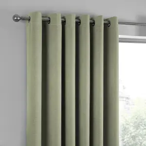 Strata Green Triple-Woven Dimout Eyelet Curtains