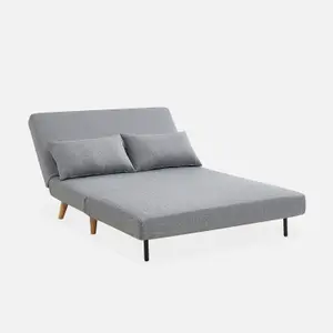 sweeek. 2-seater scandi-style folding sofa bed Guesta Light Grey 120x89x80 cm