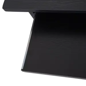 HOMCOM Compact Small Computer Table Wooden Desk Keyboard Tray Storage Black