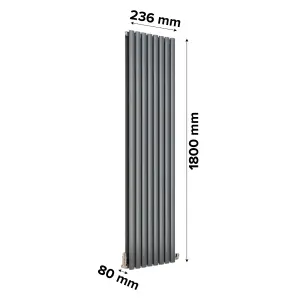 Ximax Fortuna Duplex FORD18047A Anthracite Vertical Designer 4999BTU Radiator, (W)472mm x (H)1800mm