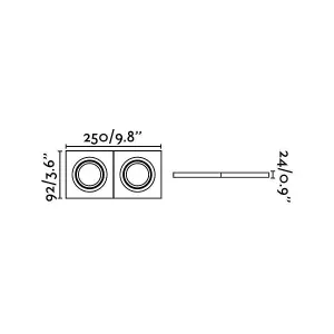 Luminosa Rad 2 Light Double Tiltable Square Recessed Spotlight White, GU10