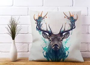 Stag Face Splashart Cushions 45cm x 45cm