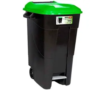 100 Litre Wheelie Bin with Foot Pedal - Green Lid