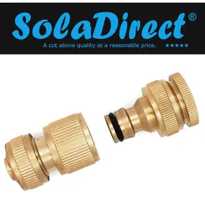 2 Pieces Brass Set, 1/2" and 3/4" Tap Connector with Quick Hose End Connector