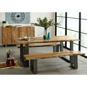 Natural Essential Live Edge Medium Dining Table Set With 4 Chairs