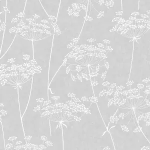 Superfresco Easy Grey Glitter effect Floral Blown Wallpaper Sample