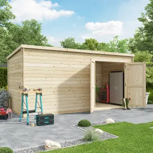 BillyOh Pro Pent Log Cabin Wooden Shed - W4.5m x D2.0m (15 x 7ft) - 28mm Thickness