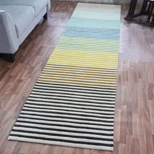 Spectrum Summer Modern Wool Striped Runner Rugs in Multi - 60x230cm