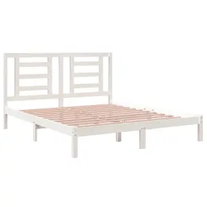 Berkfield Bed Frame White Solid Wood Pine 160x200 cm