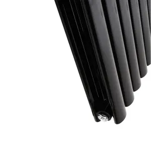 Nes Home 1800 x 360 mm Central Connection Vertical Designer Radiator Black Double Oval Tube