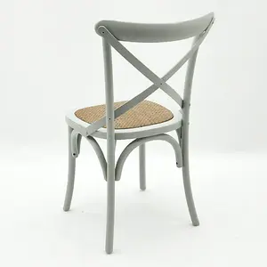 French Cross Back Dining Chair - L46 x W49 x H88 cm - Grey