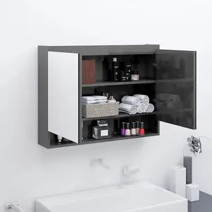 Berkfield Bathroom Mirror Cabinet 80x15x60 cm MDF Shining Grey