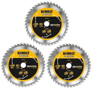 3 X Dewalt DT99561 165mm x 20mm 42T Extreme Runtime FlexVolt Plunge Saw Blade DCS520