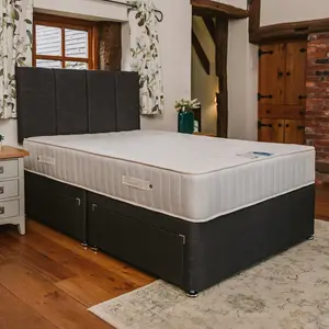 Topaz Back Care Orthopaedic Sprung Divan Bed Set 4FT6 Double 4 Drawers Continental - Naples Slate