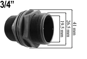 Water Butt Connector Adapter Tank Fitting Threaded 3/4" + quick connector