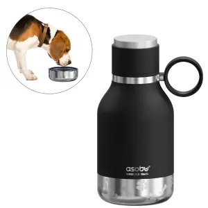 Tritan Water Bottle with Dog Bowl Black 975ml