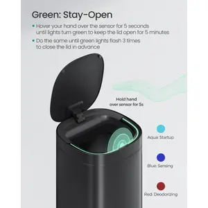 Gavino Motion Sensor Rubbish Bin - 50L Black