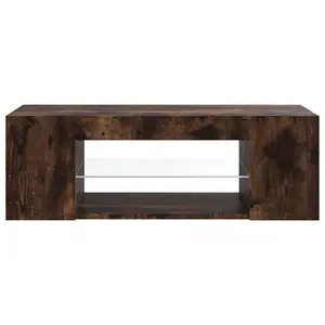 Berkfield TV Cabinet with LED Lights Smoked Oak 90x39x30 cm