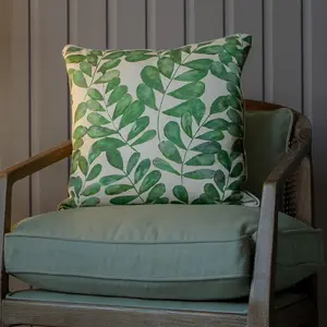 Rowan Floral Square Throw Cushion Green