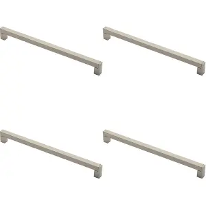 4x Square Section Bar Pull Handle 335 x 15mm 320mm Fixing Centres Satin Nickel