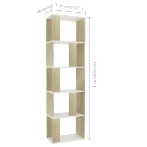 Berkfield Book Cabinet/Room Divider White and Sonoma Oak 45x24x159 cm Engineered Wood