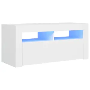 vidaXL TV Cabinet with LED Lights White 90x35x40 cm