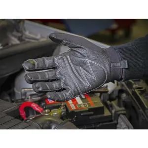 PAIR Light Palm Black Mechanics Gloves - Large - Touchscreen Index Fingertip