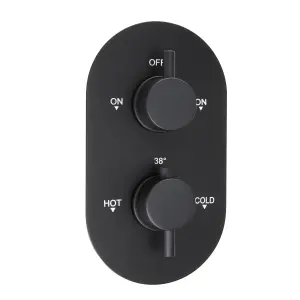 Matt Black Round Concealed Thermostatic Shower Valve Rainfall Set