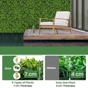 COSTWAY 12 Pcs Artificial Grass Wall Panels 50 x 50cm Faux Greenery Foliage Panels