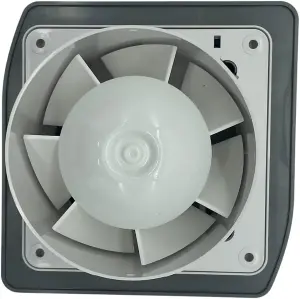 AirTech-UK Bathroom Extractor Fan 100 mm / 4" S-Line Front Panel Silvery-satin finish with Timer and Humidity Sensor