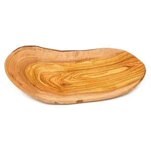 Olive Wood Natural Grained Rustic Kitchen Dining Handmade Curved Floating Fruit Basket (L) 30cm