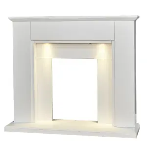 Adam Eltham Fireplace in Pure White with Downlights, 45 Inch