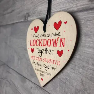 Red Ocean Lockdown Valentines Day Gifts Novelty Wood Heart Sign Gifts For Him Boyfriend Gifts For Him